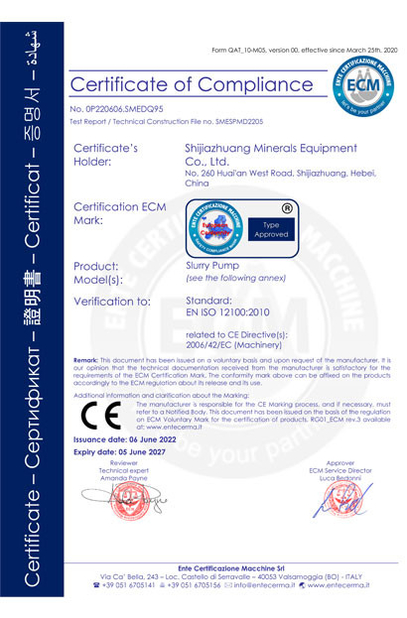 China Shijiazhuang Minerals Equipment Co. Ltd Certificaten